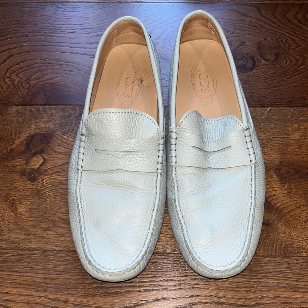 TODS Gommino Leather Penny Drivers Light Blue Size 11